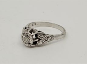 An 18ct. white gold single stone diamond ring, set round brilliant cut diamond (EDW 0.50 carats),