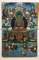 A Sino-Tibetan thangka. 71cm x 47cm