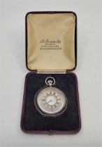 A J.W.Benson Ltd silver half hunter pocket watch, crown wind, having white enamel Roman numeral dial