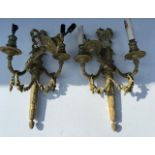 A large pair of glit Ormolu French wall lights