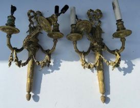 A large pair of glit Ormolu French wall lights