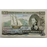 A Government of Seychelles 50 Rupees banknote, 1st October 1970, serial no. A/1 063014, Bruce
