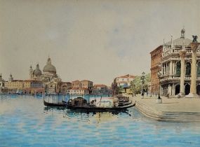 A. Padovani, "The Grand Canal, Venice, early morning", an early 20th century watercolour, signed