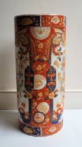 A Chinese Imari pattern porcelain umbrella stand, painted character marks, height 62.5cm.  Condition