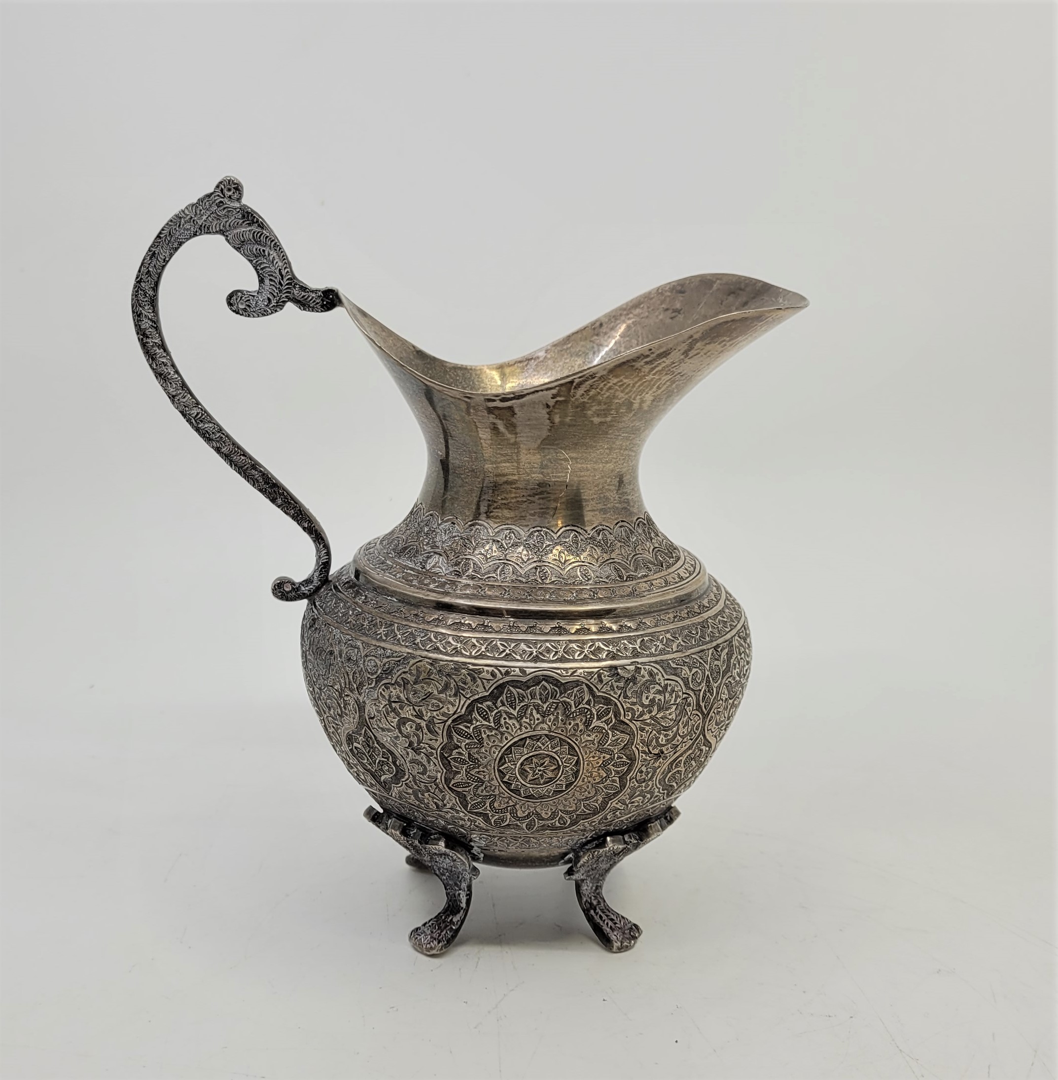 A Persian four piece silver tea service, late 19th/early 20th century, comprising tea pot, coffee - Image 8 of 9