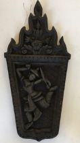 An Asian carved wooden wall hanging plaque. H:55cm