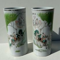 A pair of Antique Chinese porcelain hat stands vases  Good condition no chips no cracks no