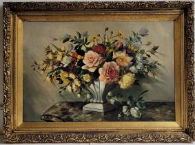 Vernon Ward (British 1905-1985), still life of flowers in a vase, oil on canvas, signed lower right,