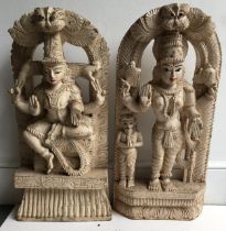 Two large Indian carved wooden figures. H:60cm