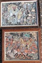 Two large Balinese paintings on canvas both signed