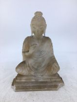 An Asian alabaster figure of Buddha. H:16.3cm