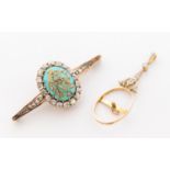 An Edwardian Russian turquoise and diamond gold set metamorphic pendant brooch, comprising a