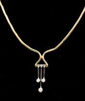 A diamond and 18ct gold collar necklace, comprising a three white gold bars, graduating in length,