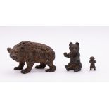 A collection of three late 19th/early 20th century cold painted bronze figures of Bears, to
