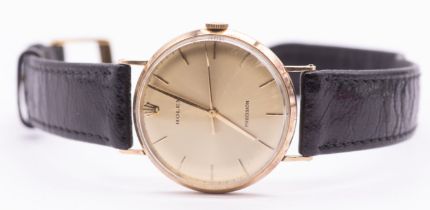 Rolex: a Gentleman's vintage 9ct Rolex Precision wrist watch, comprising a signed round gold tone
