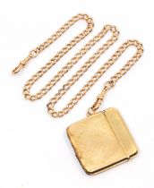 A 9ct gold vesta case, cushion shaped with machine engraved checker board pattern, inscribed Berd???