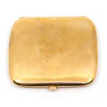 An early 20th century 9ct gold cigarette case, cushion shaped approx 75 x 85mm, initialled to one