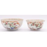 Two 18th Century Chinese Export Famille Rose and bianco sopra bianco bowls, en suite, both painted