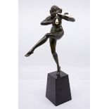 Pierre Le Faguays (1892-1962) Dancer with Pipes, circa 1925  bronze and ivory, raised on a black