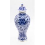 A Chinese blue and white baluster vase and cover, Kangxi Period (1662-1722), the entire decorated