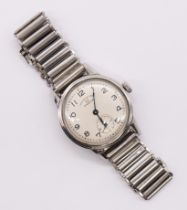 Omega: a Gents 1942 chronometer wristwatch, ex 'RAF' comprising a  round silvered dial with Arabic