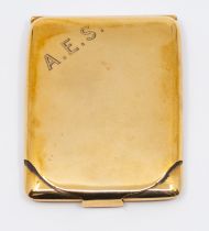 An early 20th century 9ct gold match case, rectangular shaped approx 58 x 45mm, initialled to one