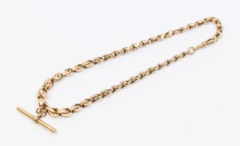 A Victorian 9ct gold fancy link fob chain, comprising graduated interlocking links with pierced star