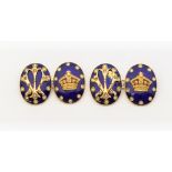 A pair of 19th century diamond and enamel gold link-cufflinks, comprising a domed oval, one with