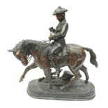 After Edward Berge (American 1876-1924) American Soldier on horse back bronze, approx 62cm high x