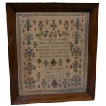 A 19th Century (William IV) sampler by Hannah Knight, aged 14 years and dated 1836, with bee,