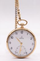 Omega: an early 20th century 9ct gold open faced, white enamel dial, marked Omega FAB Suisse, with