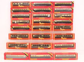 Hornby: A collection of twenty-four boxed Hornby, OO Gauge coaches to comprise: R122, R456, R430,