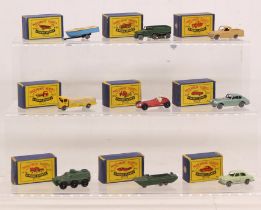 Matchbox: A collection of nine assorted boxed Moko Lesney Matchbox vehicles to comprise: Meteor