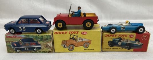 Dinky: A collection of three boxed Dinky Toys to comprise: Cooper Racing Car 240, good condition