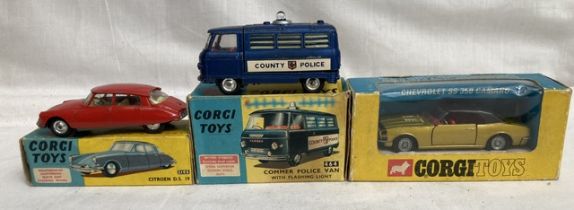 Corgi: A collection of three boxed Corgi vehicles to comprise: Citroen D.S. 19, 210S, minor playwear