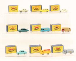 Matchbox: A collection of nine assorted boxed Moko Lesney Matchbox vehicles to comprise: Ford