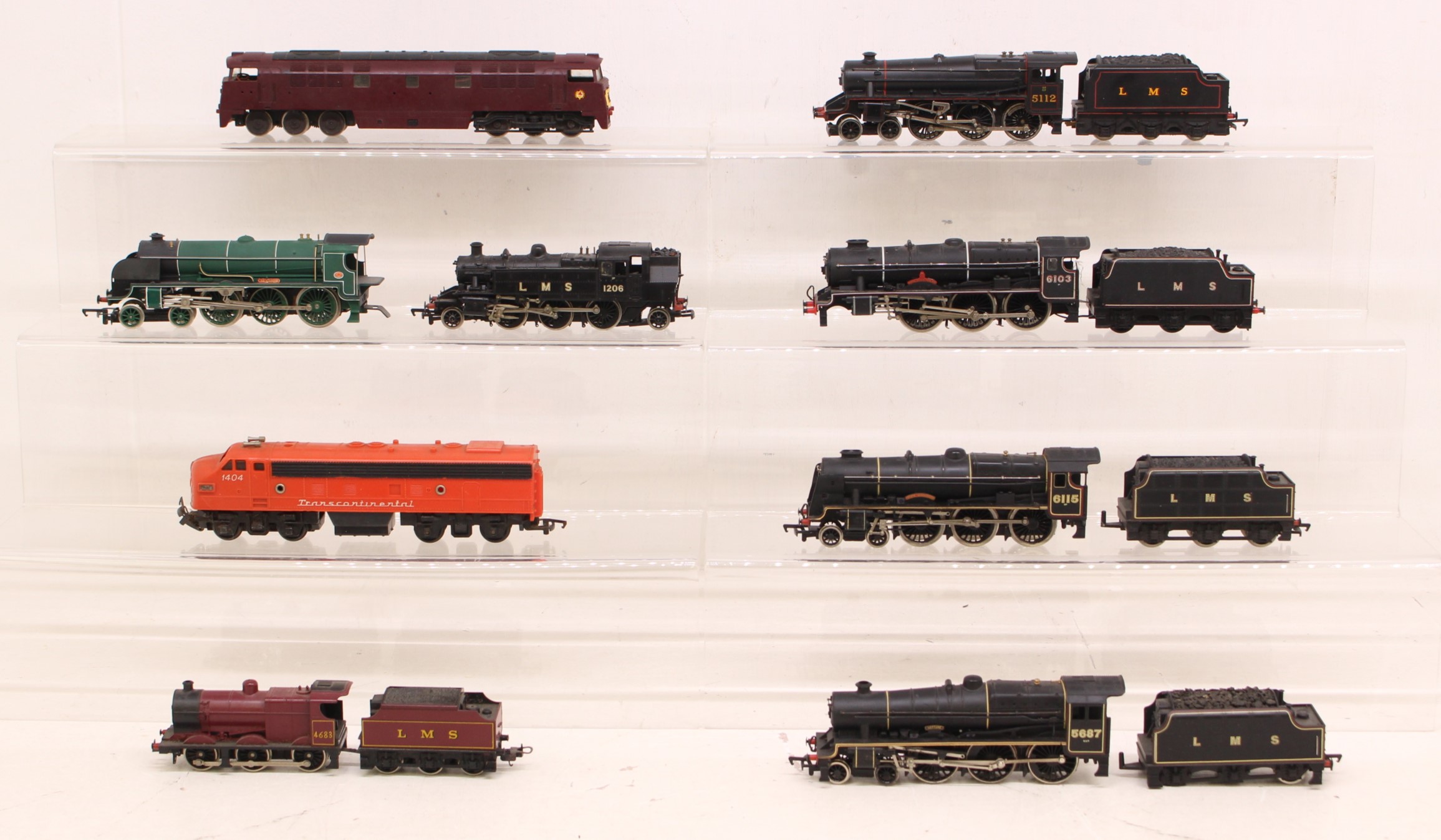 OO Gauge: A collection of nine unboxed OO Gauge locomotives to comprise: Mainline LMS 6115; Airfix