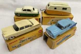 Dinky: A collection of four boxed Dinky Toys vehicles to comprise: Ford Zephyr 162, playworn in fair