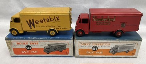 Dinky: A pair of boxed Dinky Toys, Guy Vans, 514, Weetabix and Slumberland. Weetabix all original