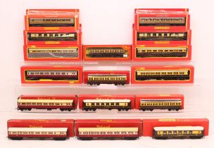 Hornby: A collection of sixteen boxed Hornby, OO Gauge coaches to comprise: R26, R477, R223, R478,