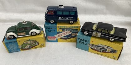 Corgi: A collection of three boxed Corgi Toys Police Vehicles to comprise: Commer Police Van with