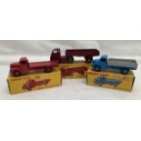 Dinky: A collection of three boxed Dinky Toys trucks to comprise: Rear Tipping Wagon 414 excellent