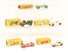 Dinky: A collection of five boxed Dinky Toys, to comprise: MG Midget Sports, 108; H.W.M. Racing Car,