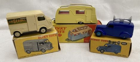 Dinky: A collection of three original boxed Dinky Toys models to comprise: Four Birth Caravan 117,
