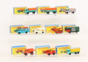 Matchbox: A collection of ten assorted boxed Matchbox 75 Series vehicles to comprise: Mercedes Truck