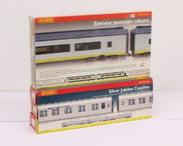 Hornby: A boxed Hornby, OO Gauge, Eurostar Passenger Saloons Coach Pack, Reference R4013; together