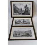A reproduction engraving of Piazza del Popolo, 43 x 58cm together with two other views of Rome (3)