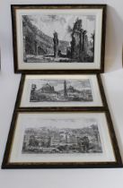 A reproduction engraving of Piazza del Popolo, 43 x 58cm together with two other views of Rome (3)