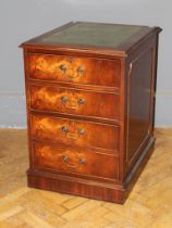 A mahogany veneer two drawer filing chest with scriber set top, 77 x 53 x 65cm