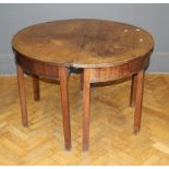 A pair of George III mahogany D shape tables, each on square supports, 116cm wide